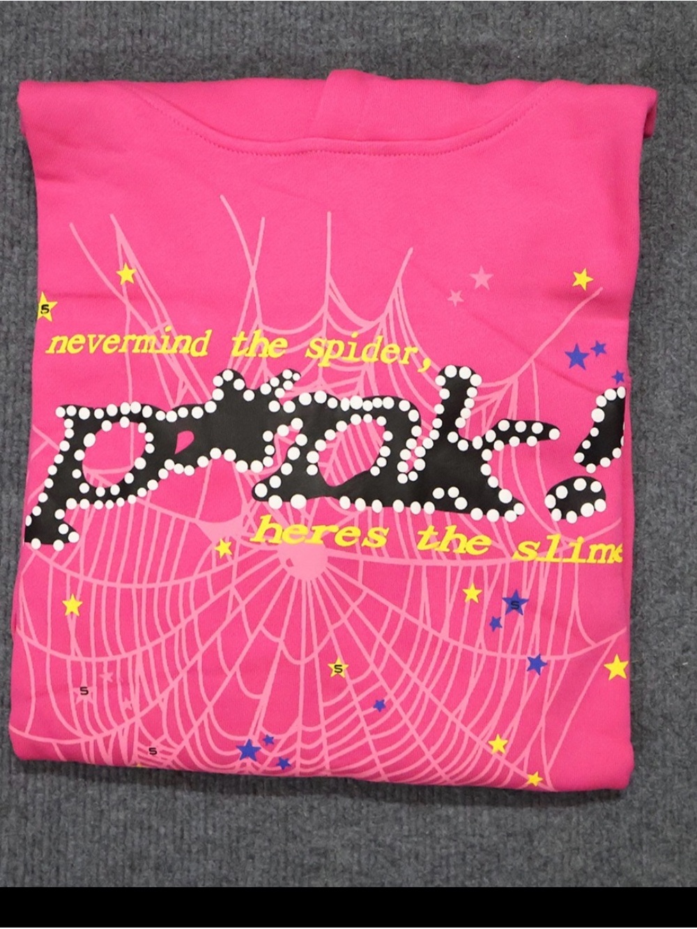 Kids Hot Pink Graphic Pajama Top with Spiderweb Print